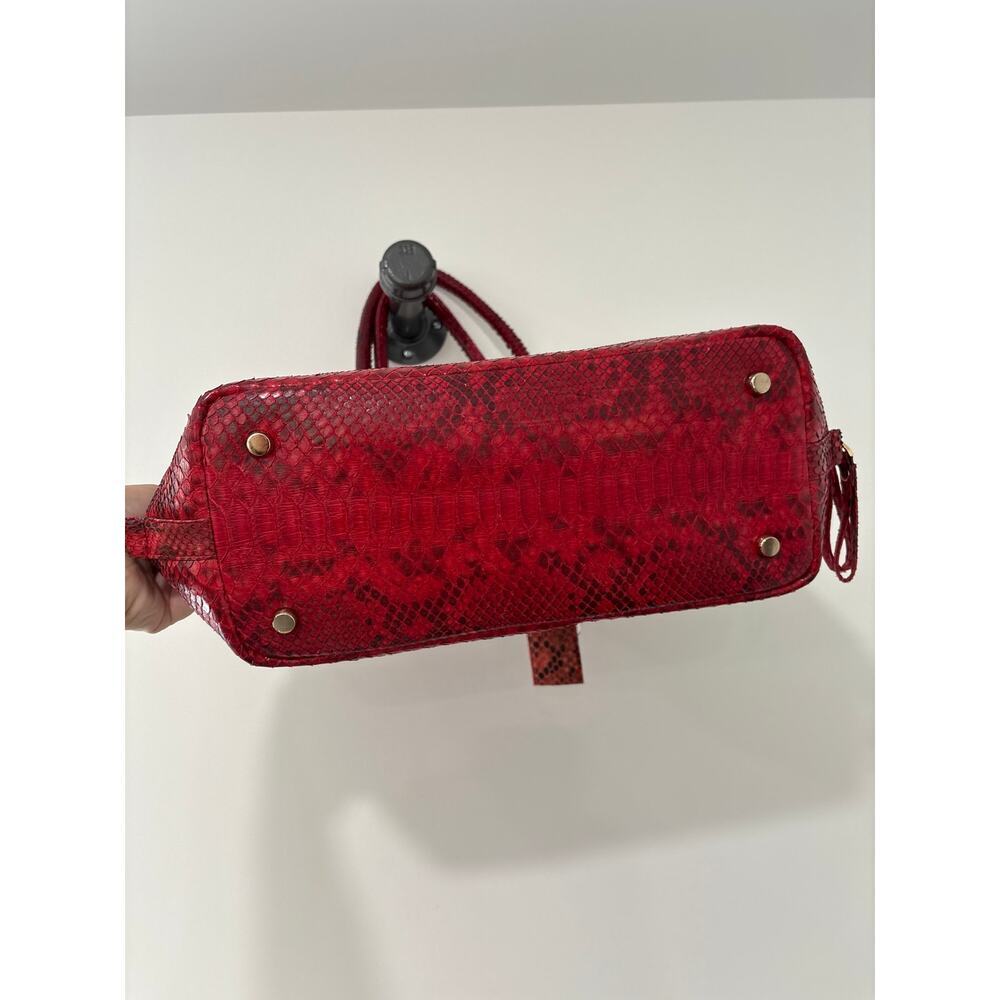 Pelle Moda Red Python Leather Top Handle Bag - Picture 6 of 12